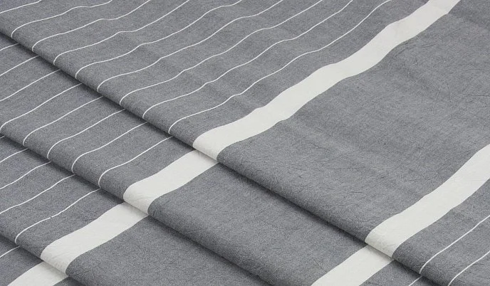 Washed Cotton Grey & White Stripes