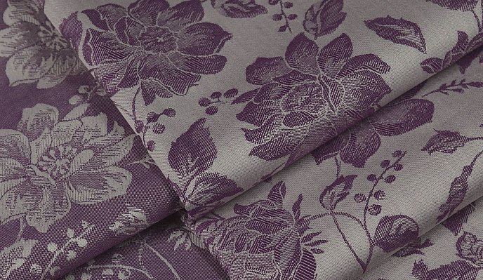 Lux Double Face Jacquard Cotton Flowers Blueberry